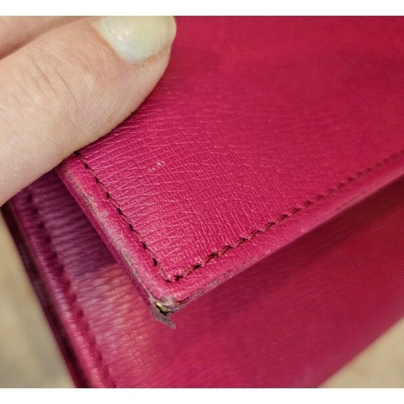 Gucci Wallet Pink Leather Heart Interlocking G Logo Bifold Long Clutch w/COA - Picture 5 of 9